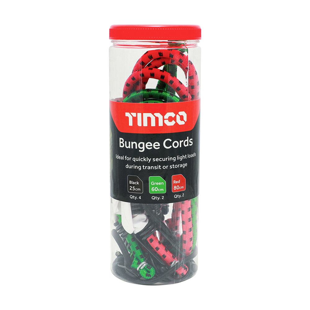 TIMCO Bungee Cords with Laminated Hook Mixed Pack - 8pcs - Image