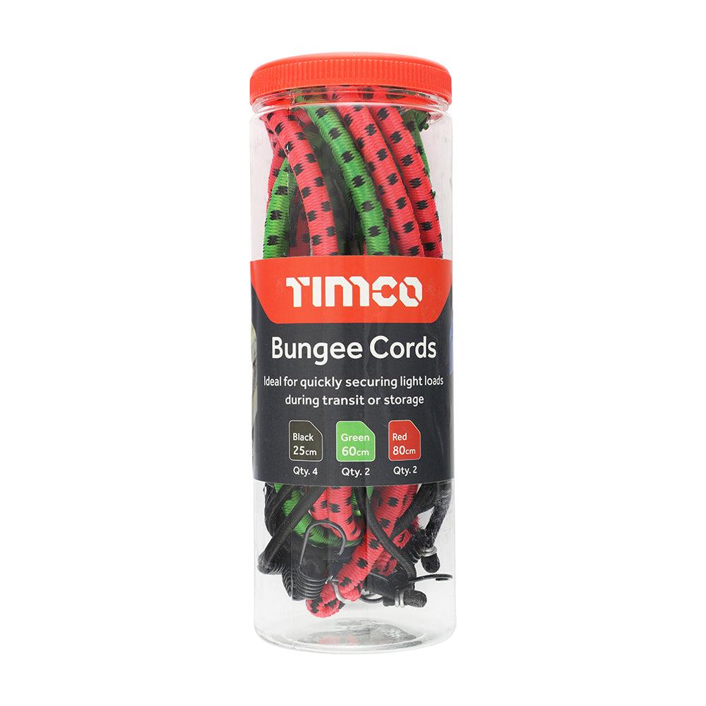 TIMCO Bungee Cords with Laminated Hook Mixed Pack - 8pcs - Image