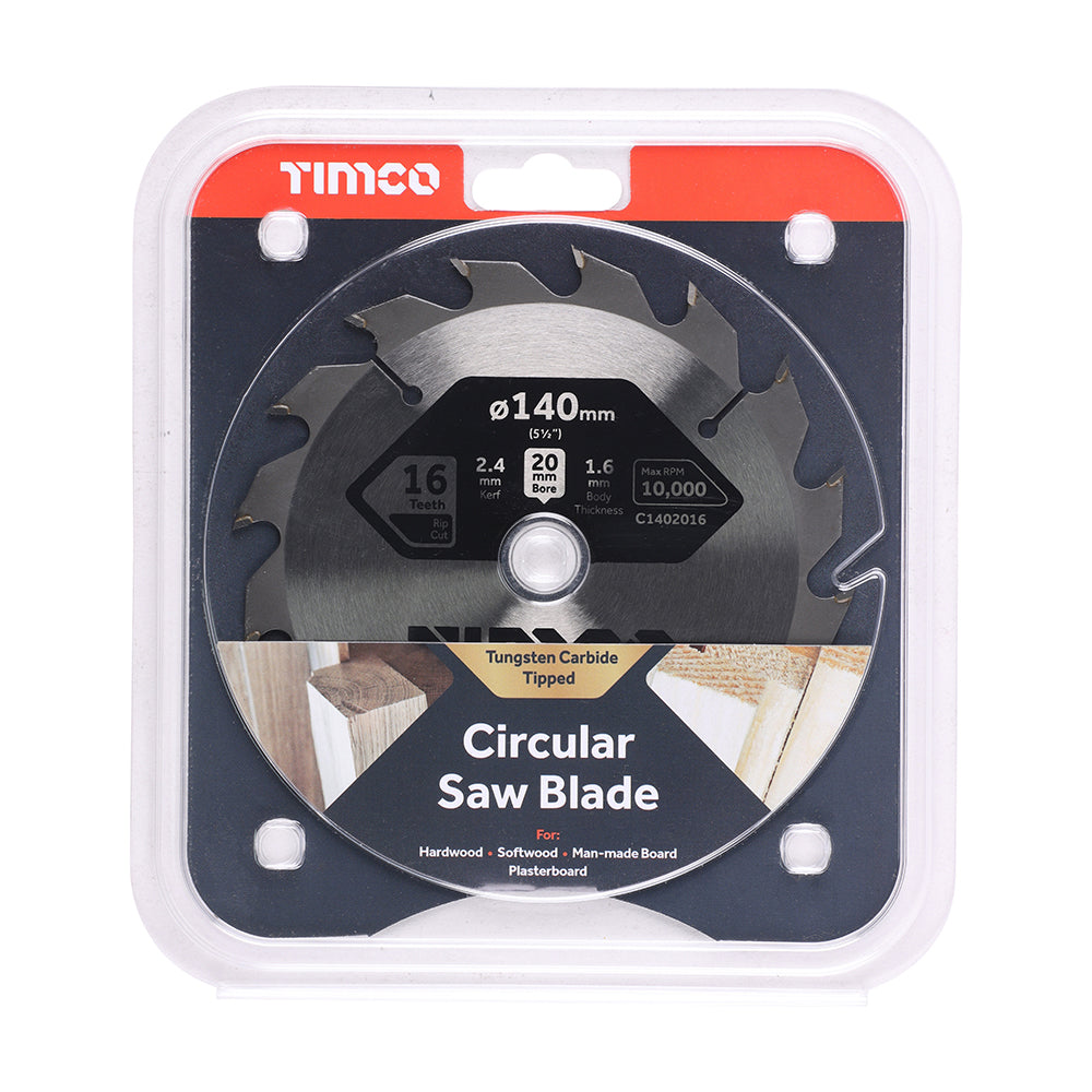 TIMCO Circular Saw Blade General Purpose Coarse/Medium - 140 x 20 x 16T - Image