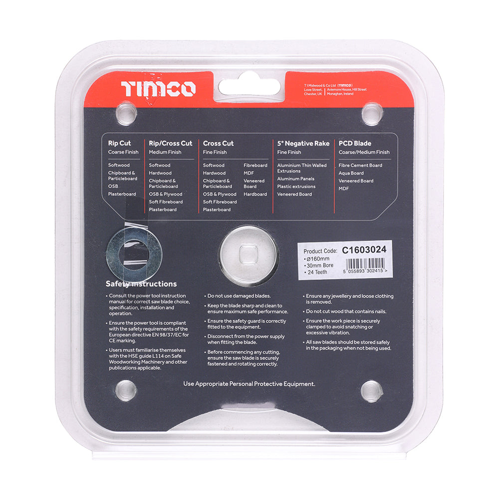 TIMCO Circular Saw Blade Combination Medium - 160 x 30 x 24T - Image