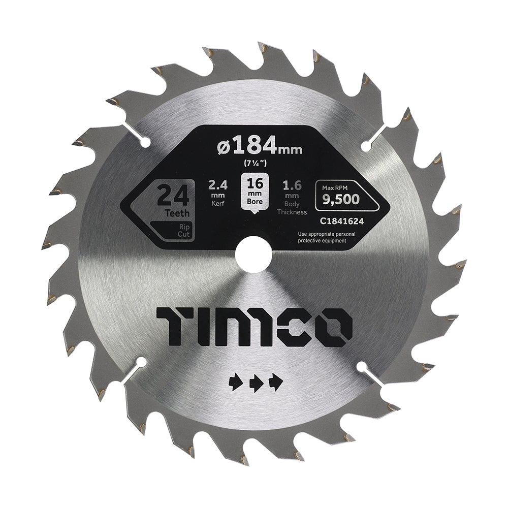 TIMCO Circular Saw Blade General Purpose Coarse/Medium - 184 x 16 x 24T - Image