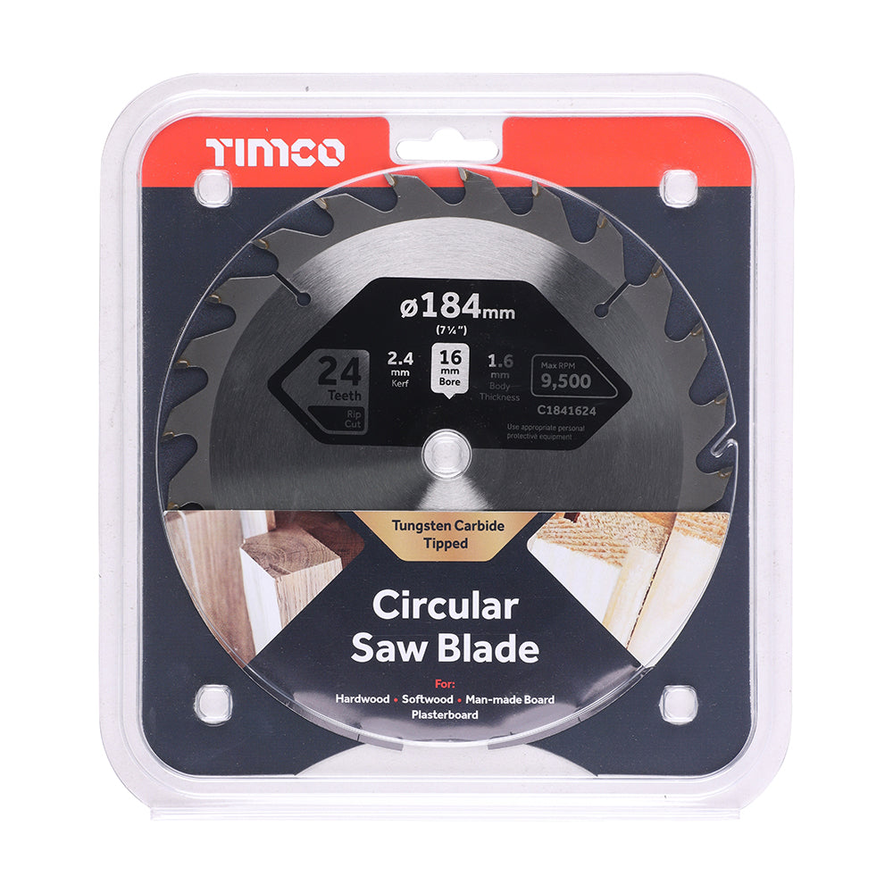 TIMCO Circular Saw Blade General Purpose Coarse/Medium - 184 x 16 x 24T - Image
