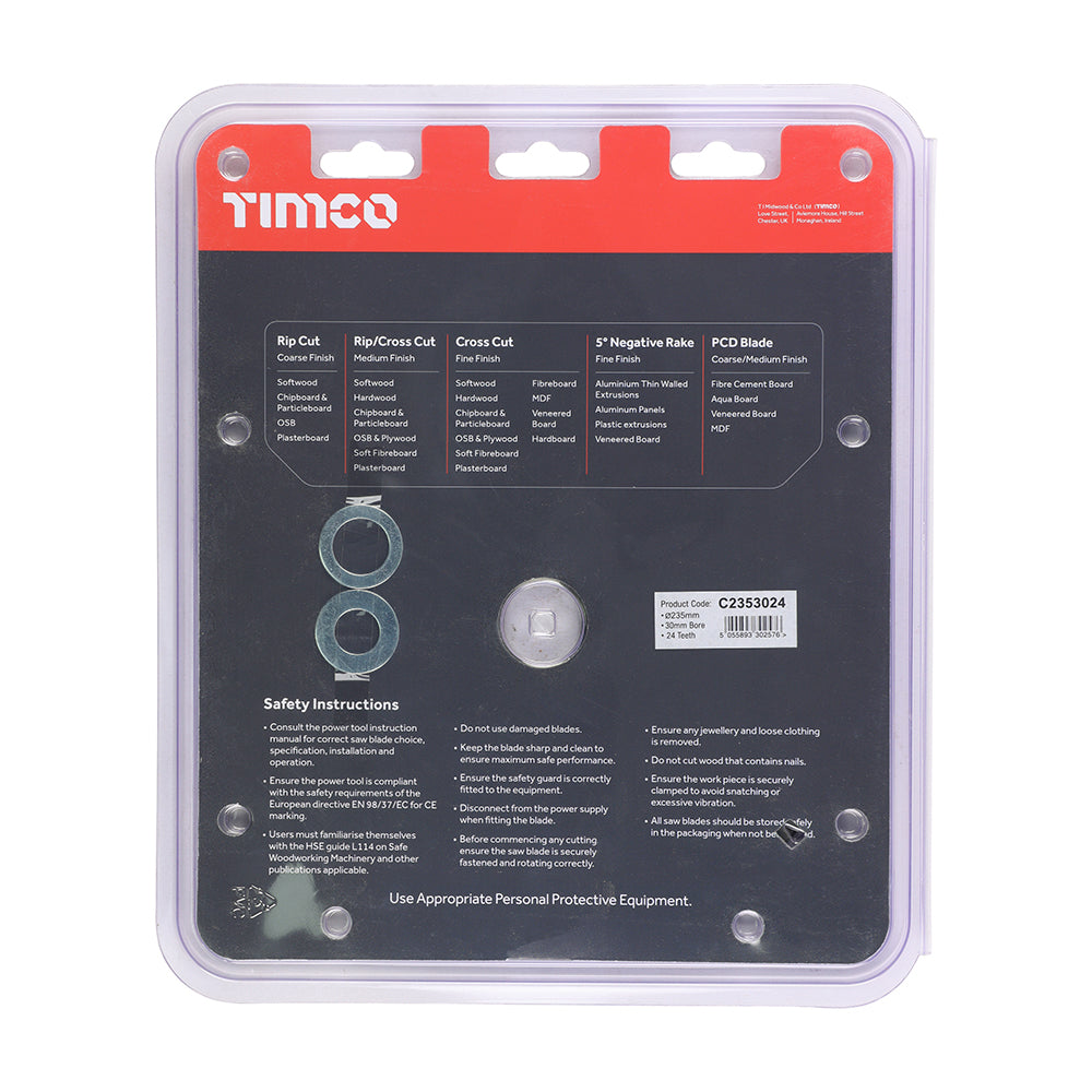 TIMCO Circular Saw Blade General Purpose Coarse/Medium - 235 x 30 x 24T - Image