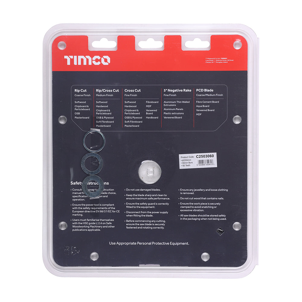 TIMCO Circular Saw Blade Trimming/Crosscut Medium/Fine - 250 x 30 x 60T - Image