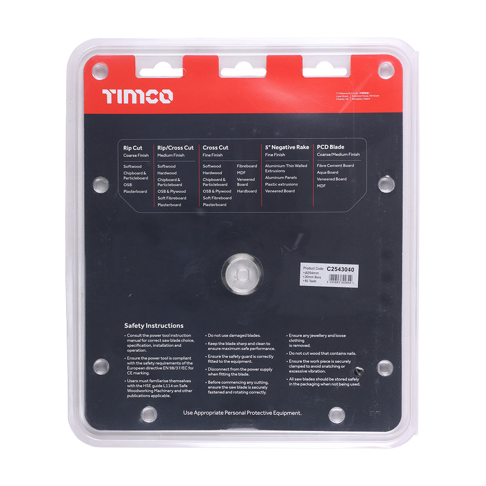 TIMCO Circular Saw Blade Combination Medium - 254 x 30 x 40T - Image