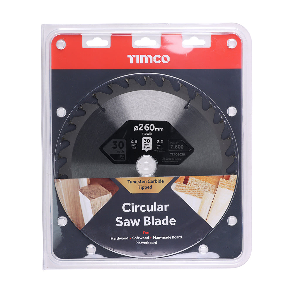 TIMCO Circular Saw Blade General Purpose Coarse/Medium - 260 x 30 x 30T - Image
