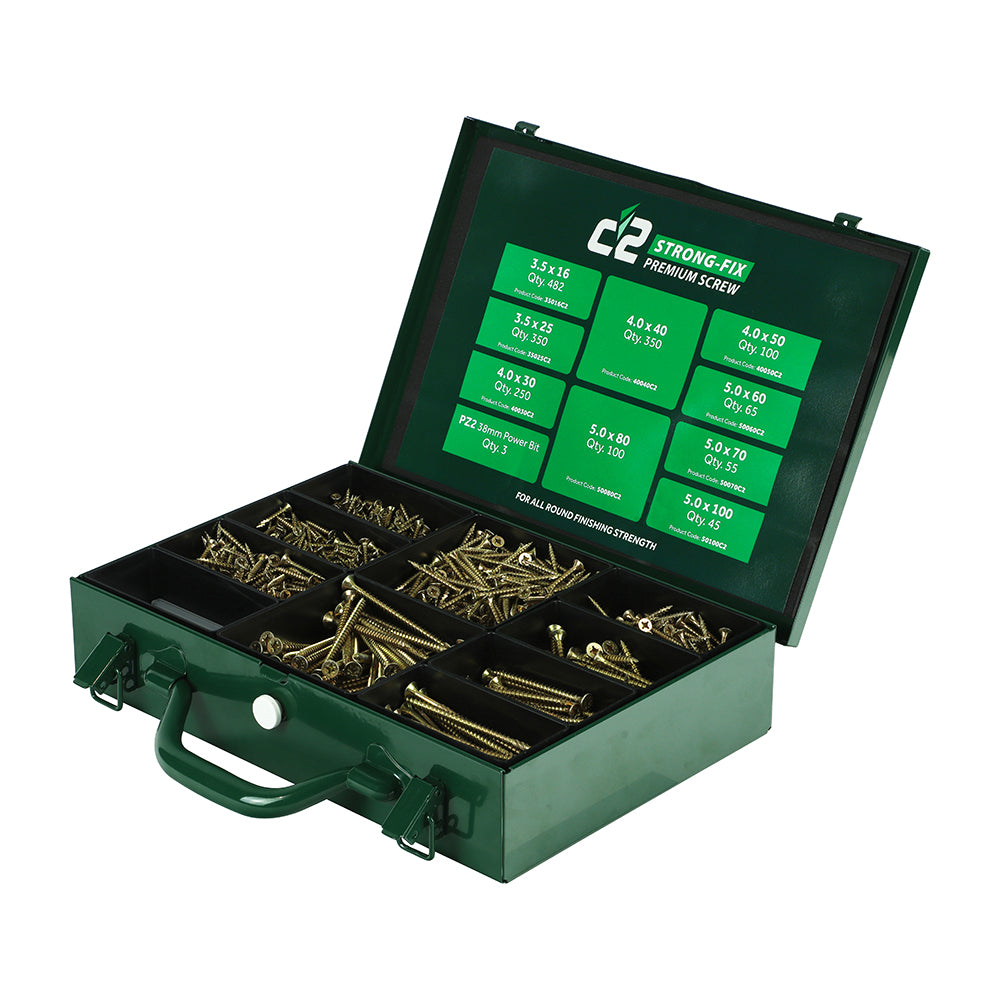 TIMCO C2 Strong-Fix Multi-Purpose Premium Countersunk Gold Woodscrews Assorted Case - 1,798 pcs - Image