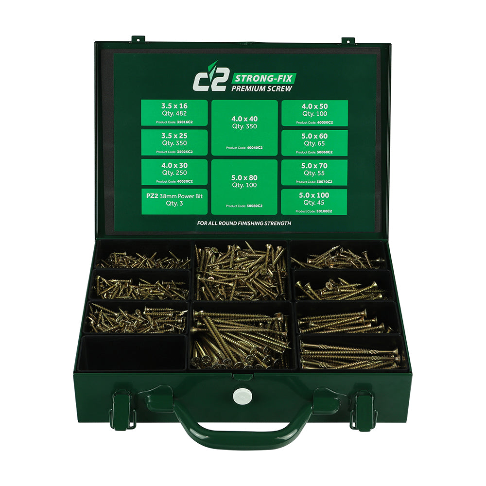 TIMCO C2 Strong-Fix Multi-Purpose Premium Countersunk Gold Woodscrews Assorted Case - 1,798 pcs - Image