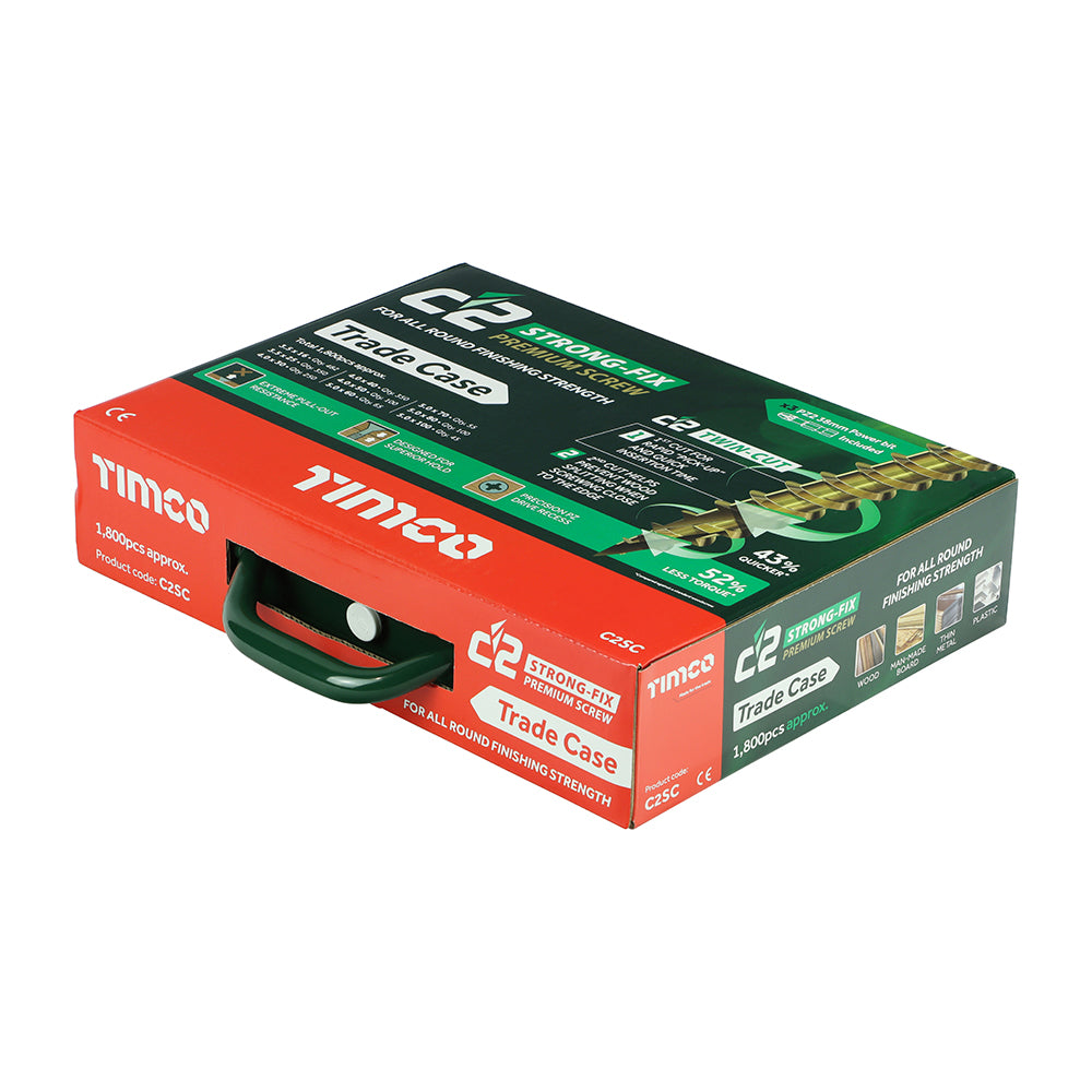 TIMCO C2 Strong-Fix Multi-Purpose Premium Countersunk Gold Woodscrews Assorted Case - 1,798 pcs - Image