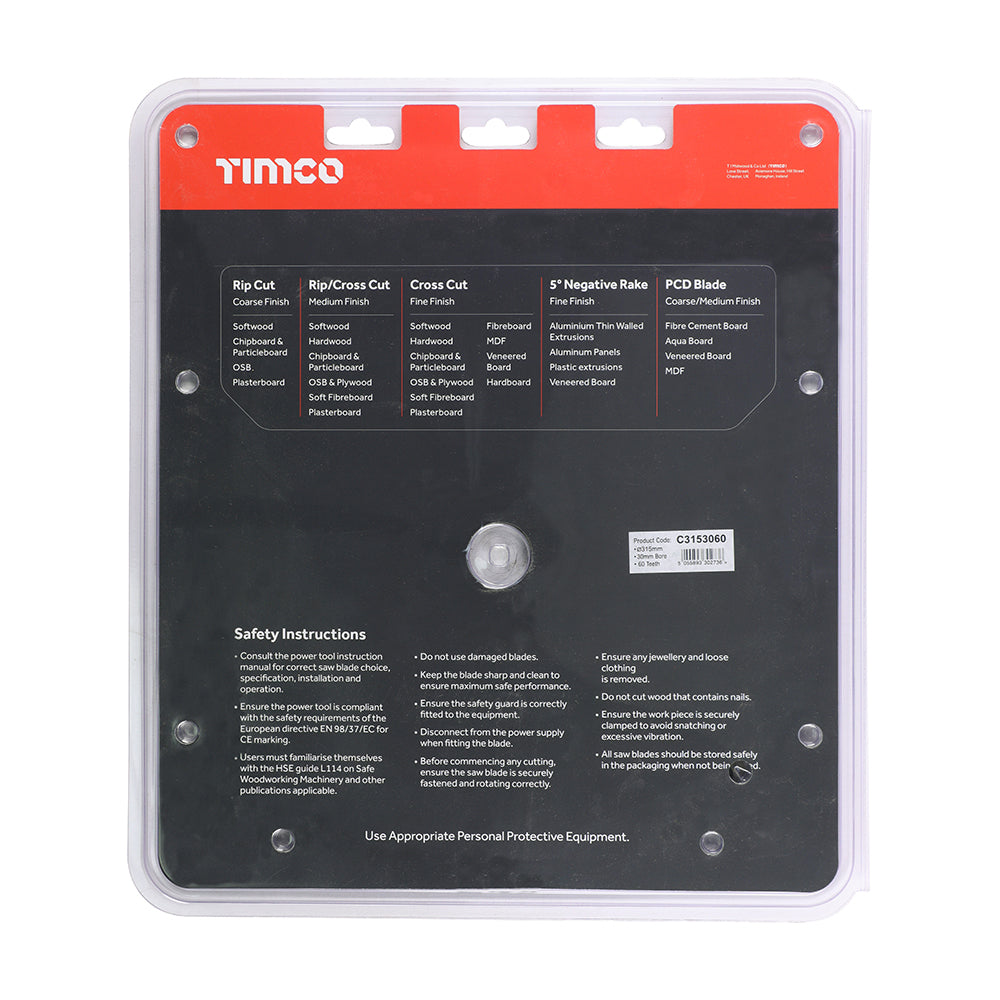 TIMCO Circular Saw Blade Trimming/Crosscut Medium/Fine - 315 x 30 x 60T - Image