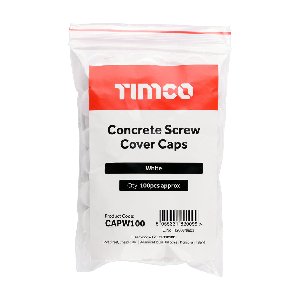 TIMCO Concrete Screw Cover Caps Light White - WHITE - Image