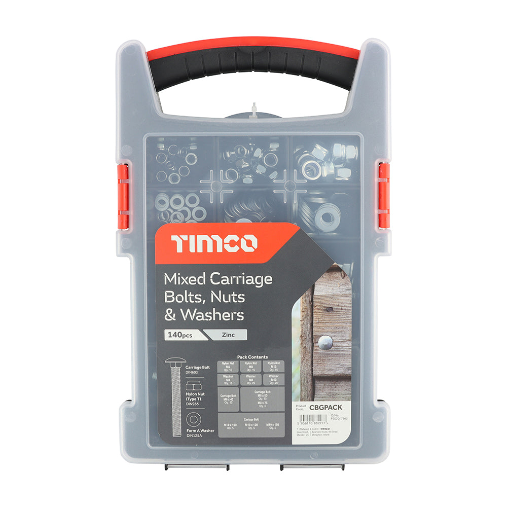 TIMCO Carriage Bolts, Nuts and Washers Mixed Grab Pack - 140pcs - Image