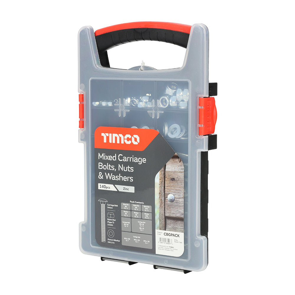 TIMCO Carriage Bolts, Nuts and Washers Mixed Grab Pack - 140pcs - Image