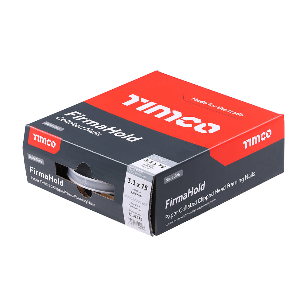 TIMCO FirmaHold Collated Clipped Head Ring Shank Bright Nails - 3.1 x 75 - Image