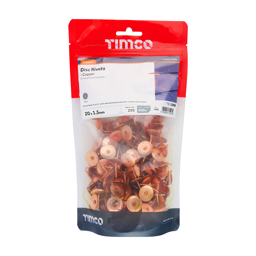 TIMCO Disc Rivets Copper - 20 x 1.50 - Image