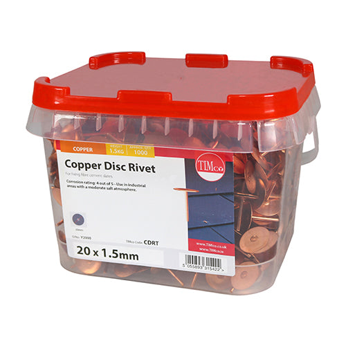 TIMCO Disc Rivets Copper - 20 x 1.50 - Image