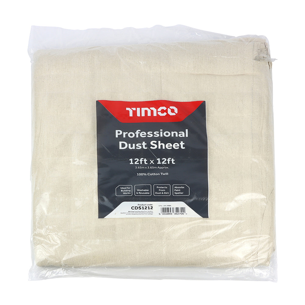 TIMCO Cotton Twill Dust Sheet - 12ft x 12ft - Image