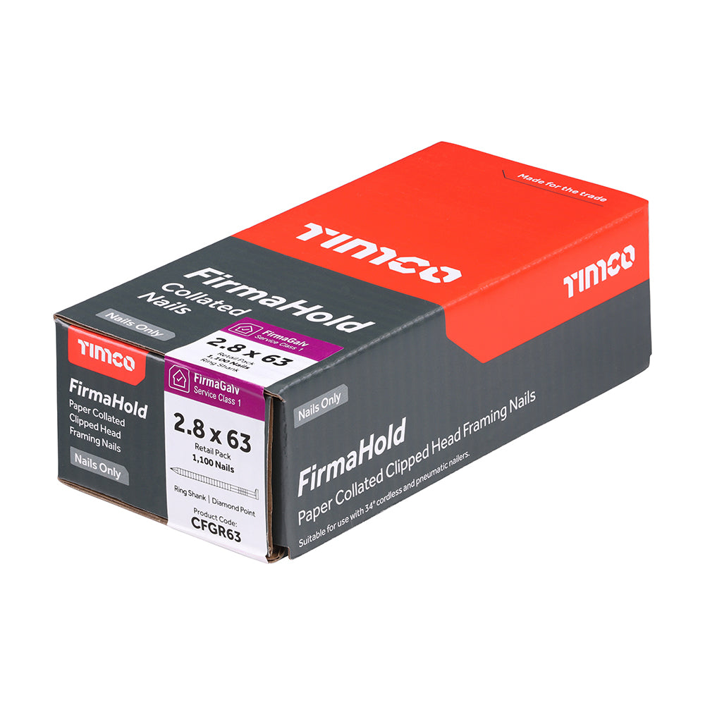 TIMCO FirmaHold Collated Clipped Head Ring Shank Firmagalv Nails - 2.8 x 63 - Image