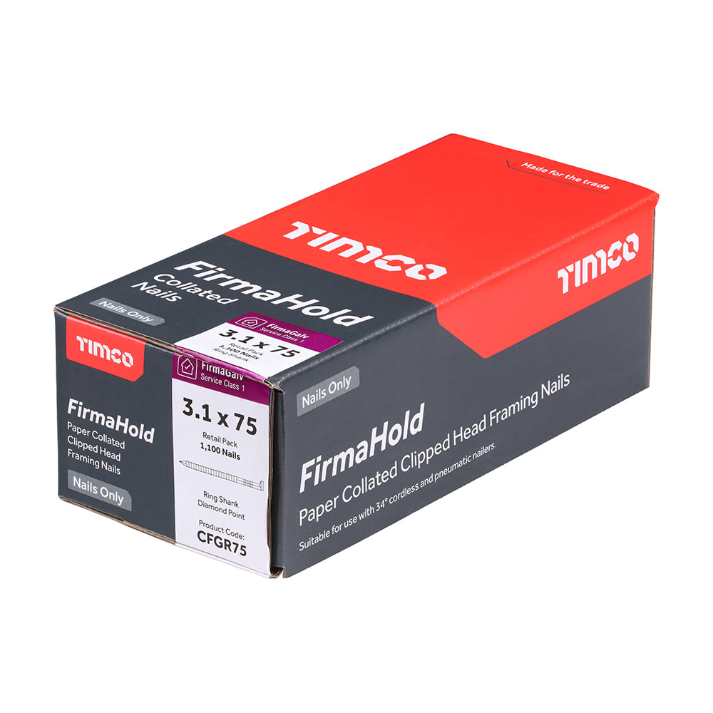 TIMCO FirmaHold Collated Clipped Head Ring Shank Firmagalv Nails - 3.1 x 75 - Image