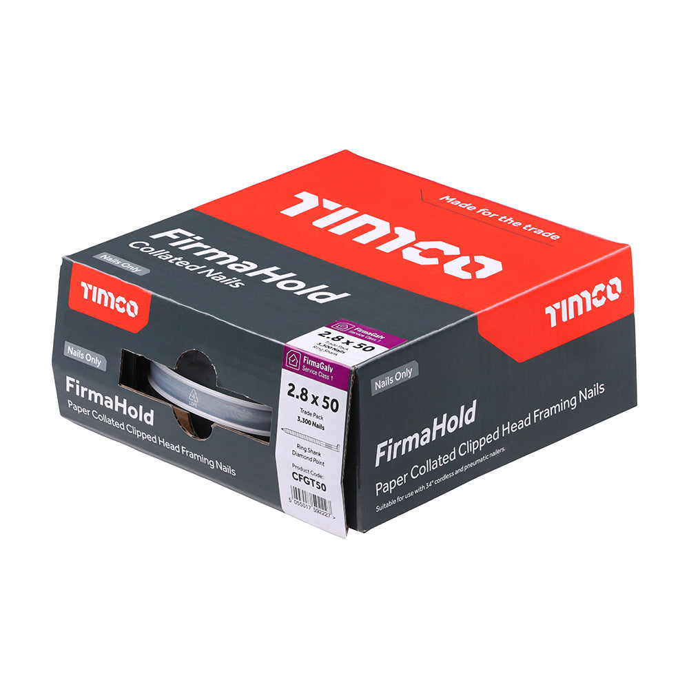 TIMCO FirmaHold Collated Clipped Head Ring Shank Firmagalv Nails - 2.8 x 50 - Image