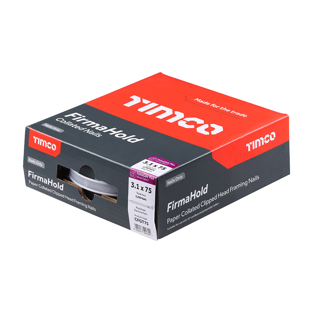 TIMCO FirmaHold Collated Clipped Head Ring Shank Firmagalv Nails - 3.1 x 75 - Image