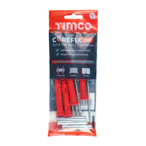 TIMCO Corefix 100 Dot & Dab Wall Fixing - 5.0 x 100 - Image