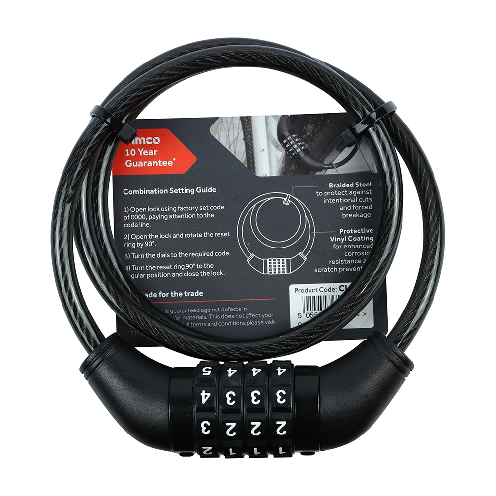 TIMCO Steel Braided Combination Cable Lock - 8mm x 1m - Image