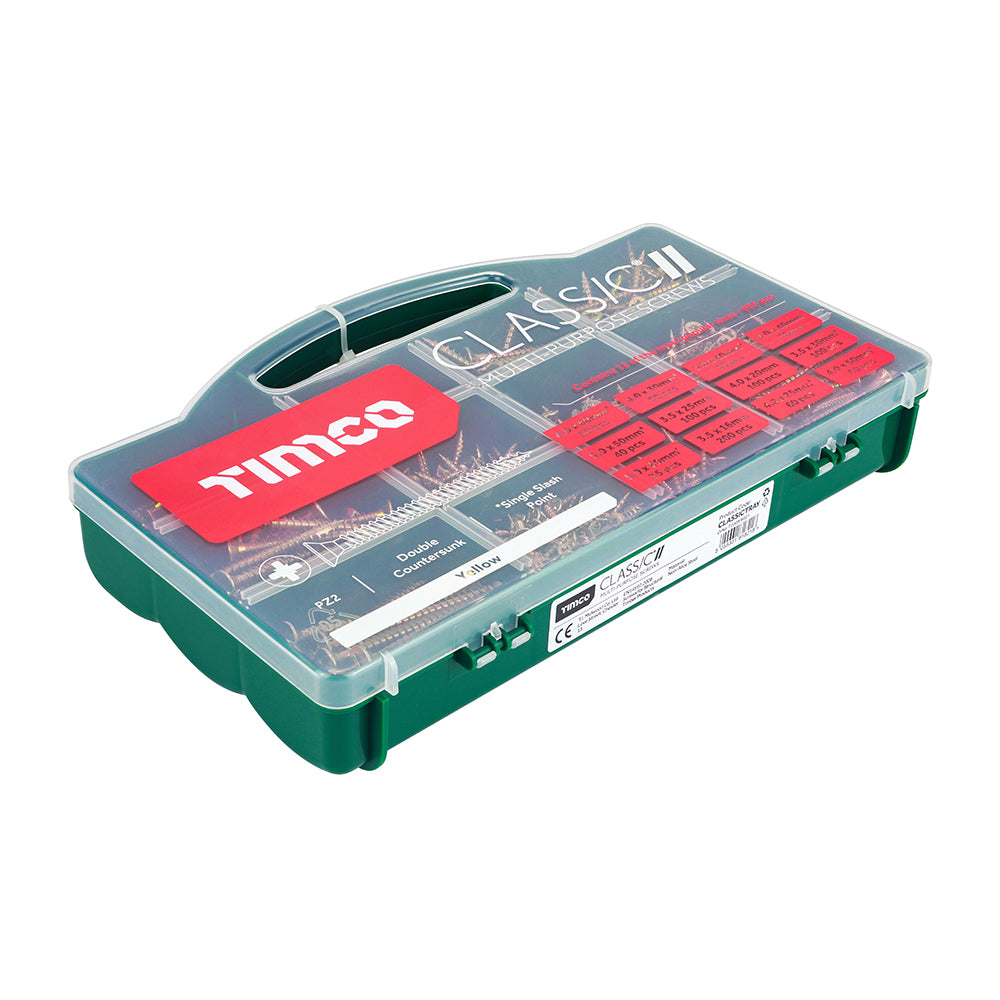 TIMCO Classic Multi-Purpose Countersunk Gold Woodscrews Assorted Case - 895pcs - Image