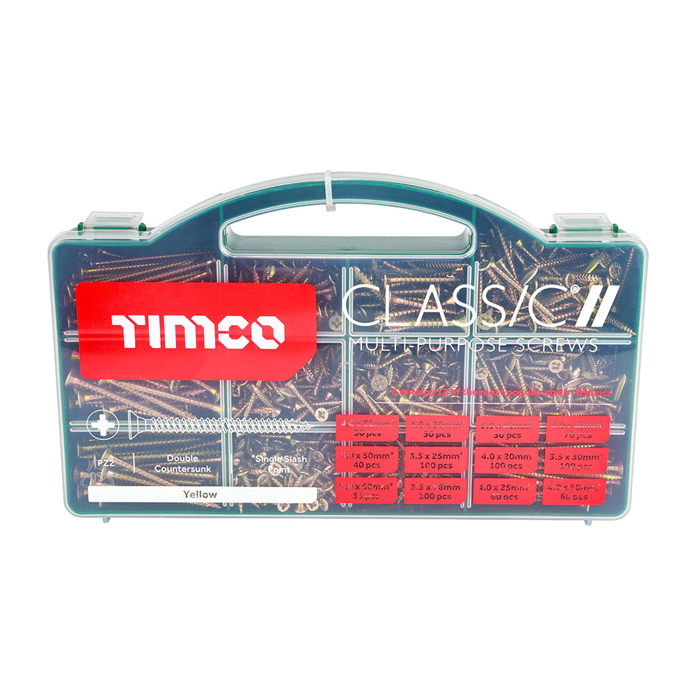 TIMCO Classic Multi-Purpose Countersunk Gold Woodscrews Assorted Case - 895pcs - Image