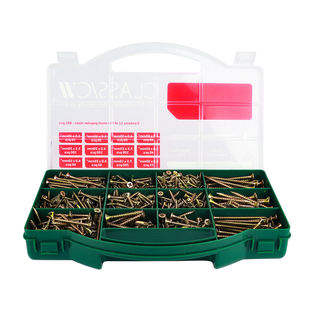 TIMCO Classic Multi-Purpose Countersunk Gold Woodscrews Assorted Case - 895pcs - Image
