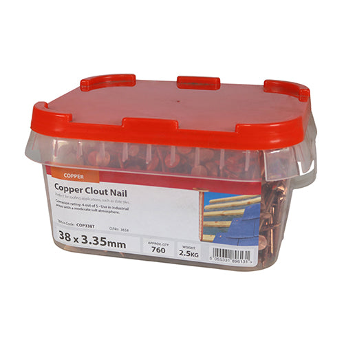 TIMCO Clout Nails Copper - 38 x 3.35 - Image