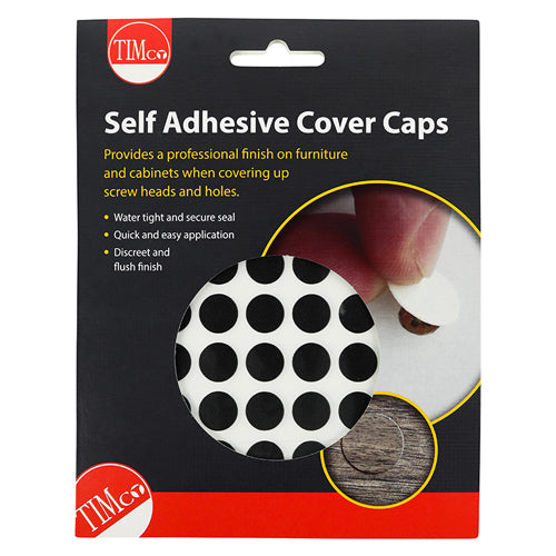 TIMCO Self-Adhesive Screw Cover Caps Black - 13mm - Image