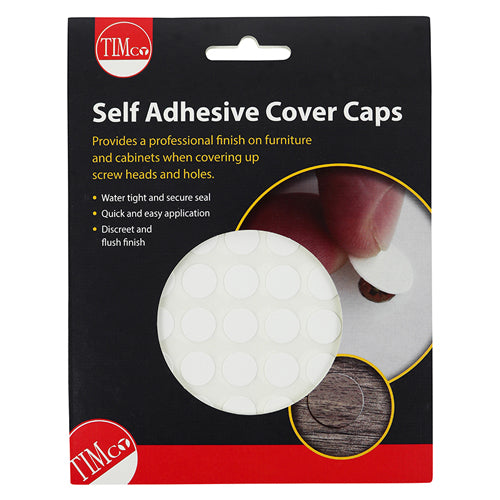 TIMCO Self-Adhesive Screw Cover Caps White Gloss - 13mm - Image