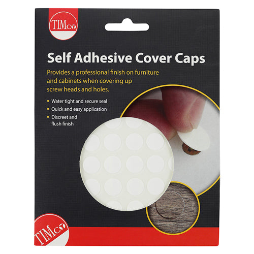 TIMCO Self-Adhesive Screw Cover Caps White Matt - 13mm - Image