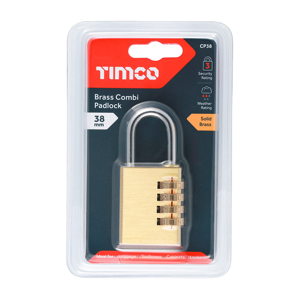 TIMCO Brass Combination Padlock - 38mm - Image