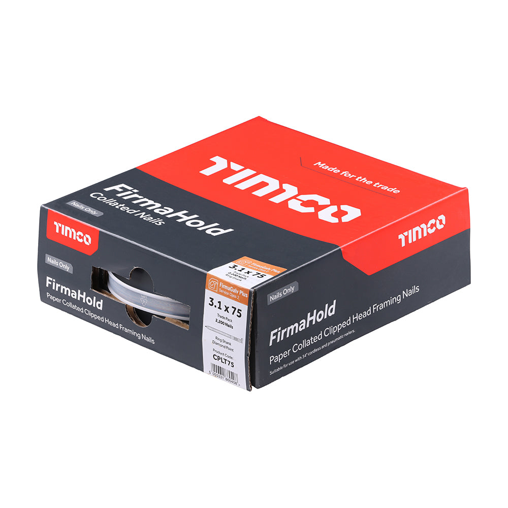 TIMCO FirmaHold Collated Clipped Head Ring Shank Firmagalv+ Nails - 3.1 x 75 - Image