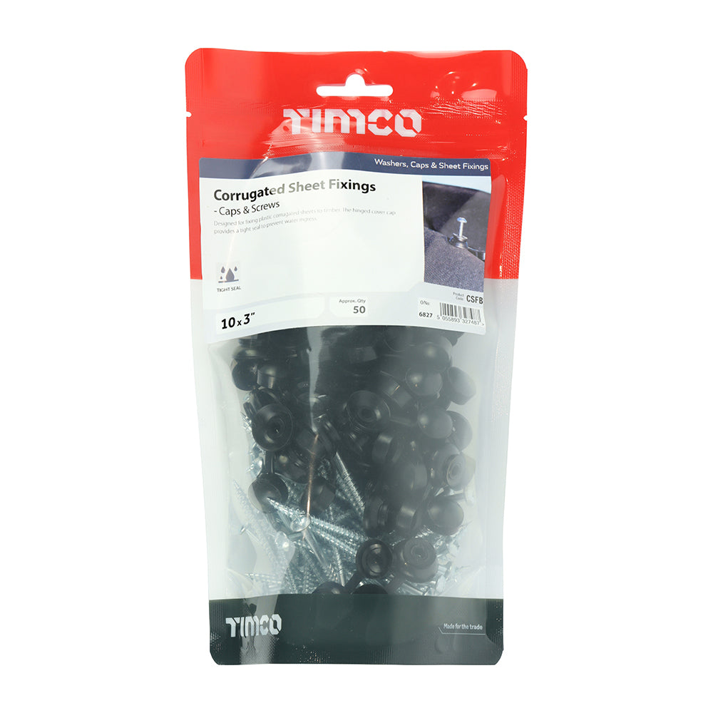 TIMCO Corrugated Sheet Fixings Black - 10 x 3 - Image