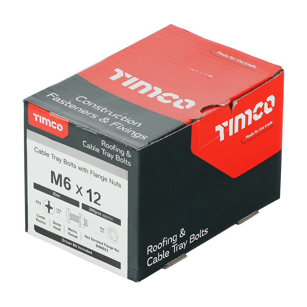 TIMCO Cable Tray Bolts & Flange Nuts Silver - M6 x 12 - Image