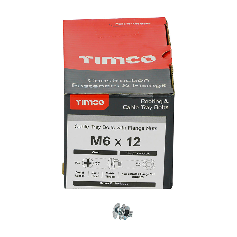 TIMCO Cable Tray Bolts & Flange Nuts Silver - M6 x 12 - Image