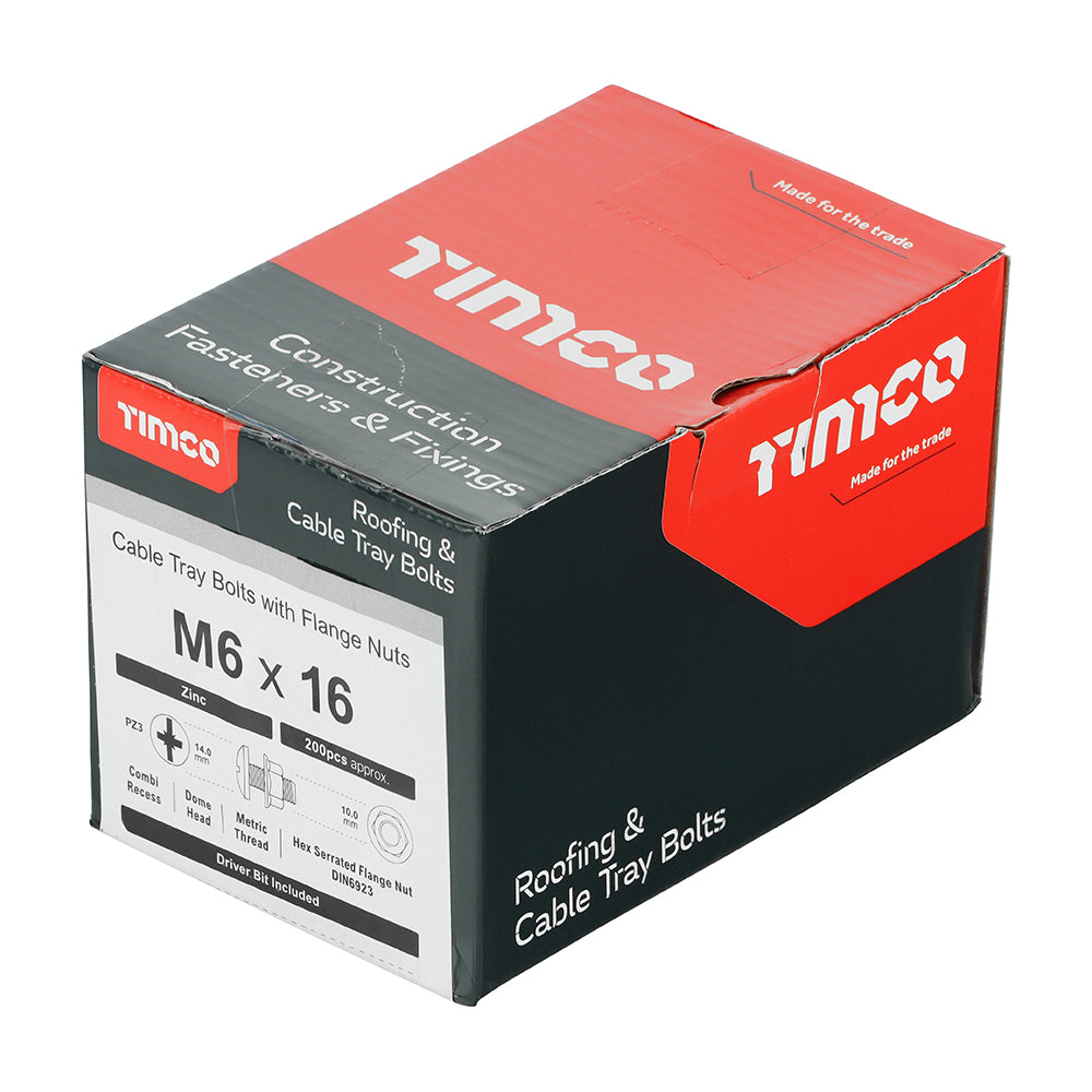 TIMCO Cable Tray Bolts & Flange Nuts Silver - M6 x 16 - Image