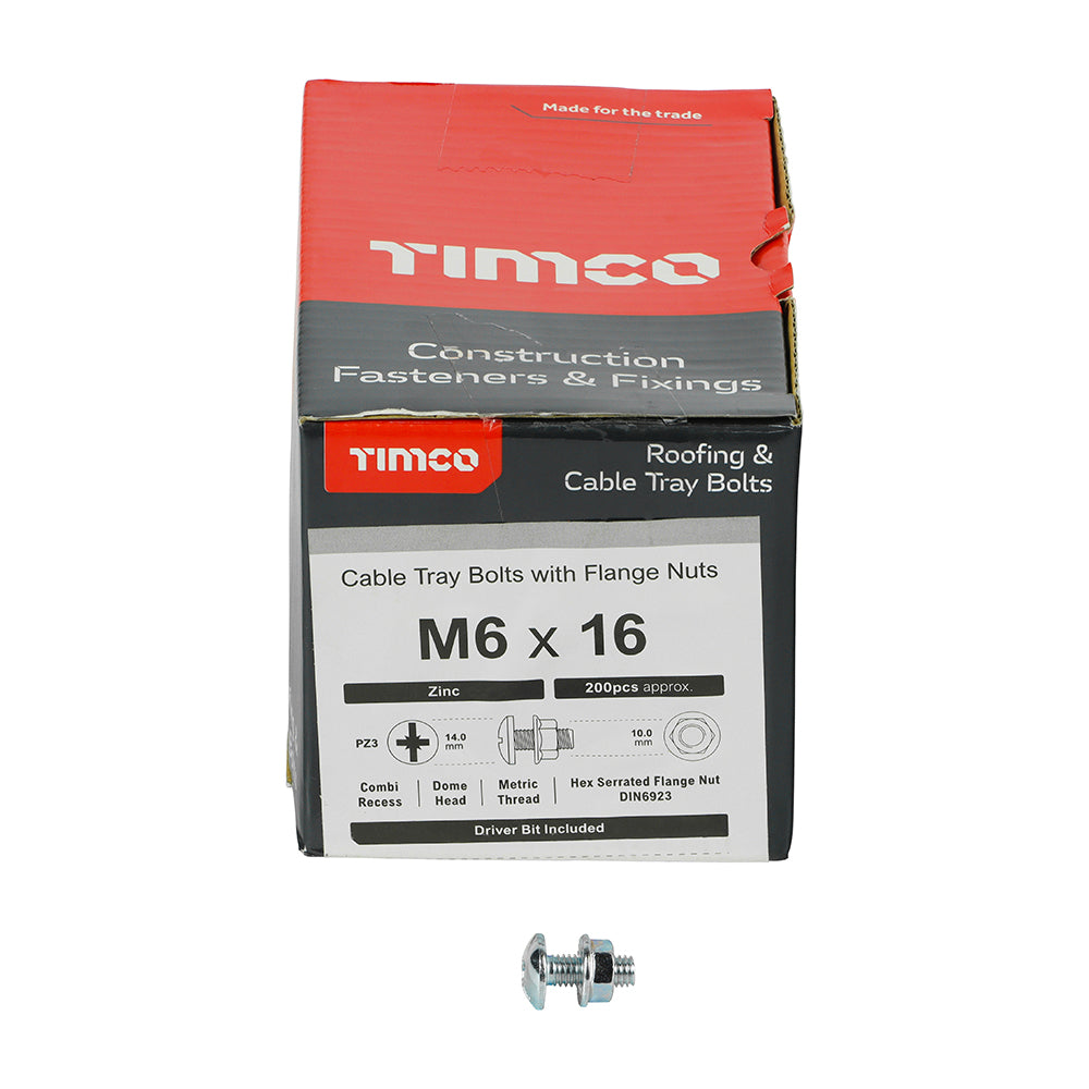 TIMCO Cable Tray Bolts & Flange Nuts Silver - M6 x 16 - Image