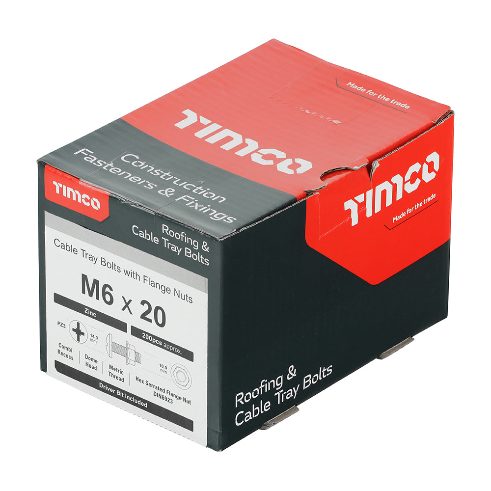 TIMCO Cable Tray Bolts & Flange Nuts Silver - M6 x 20 - Image