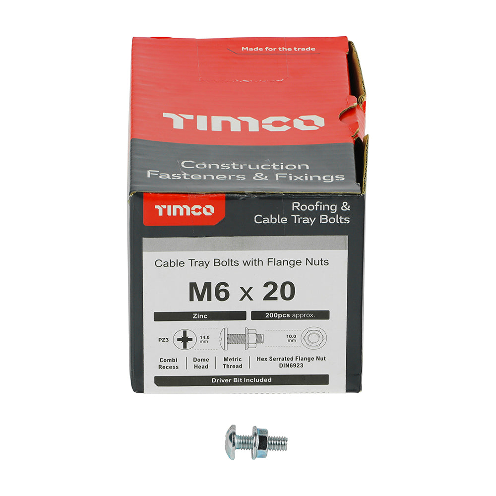 TIMCO Cable Tray Bolts & Flange Nuts Silver - M6 x 20 - Image