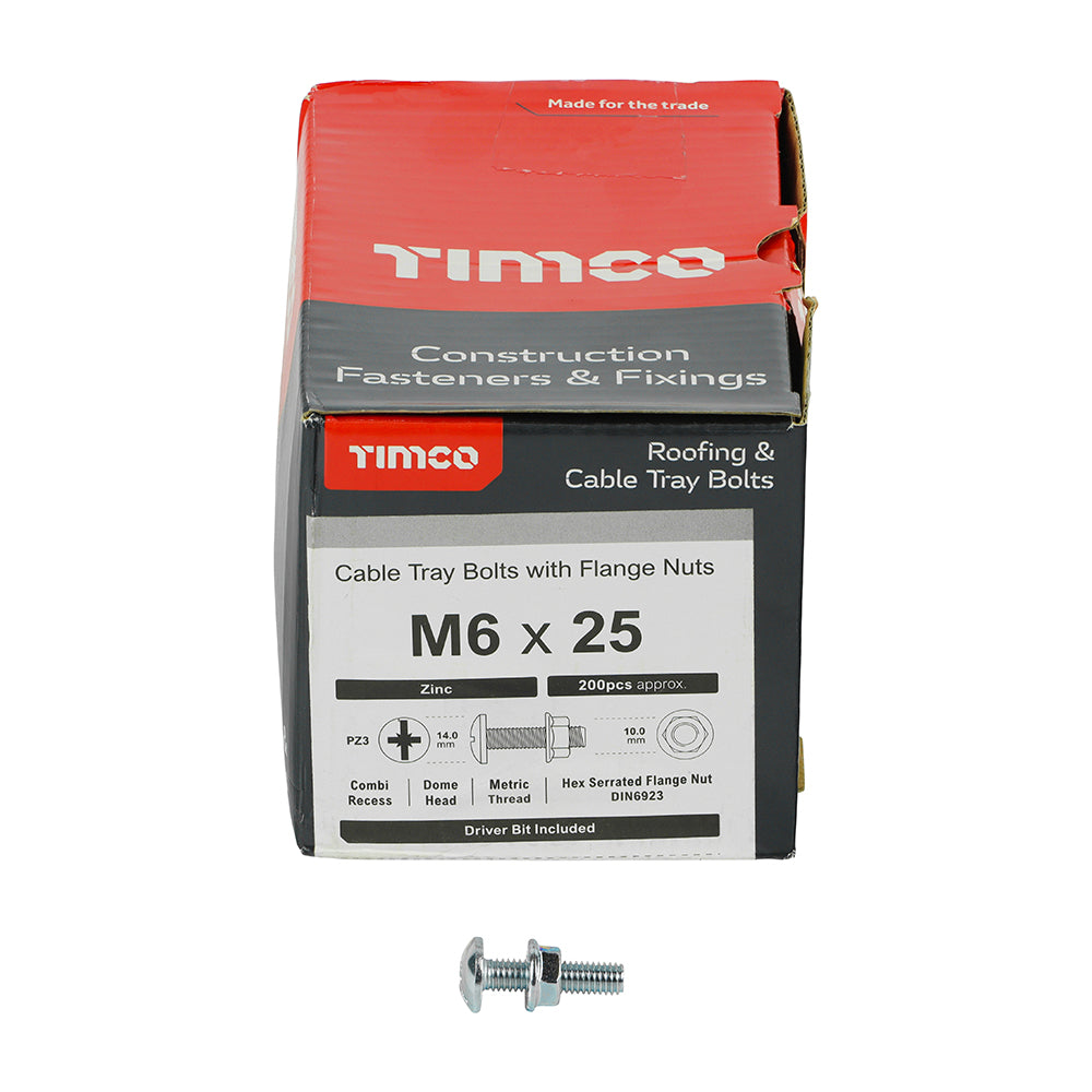 TIMCO Cable Tray Bolts & Flange Nuts Silver - M6 x 25 - Image