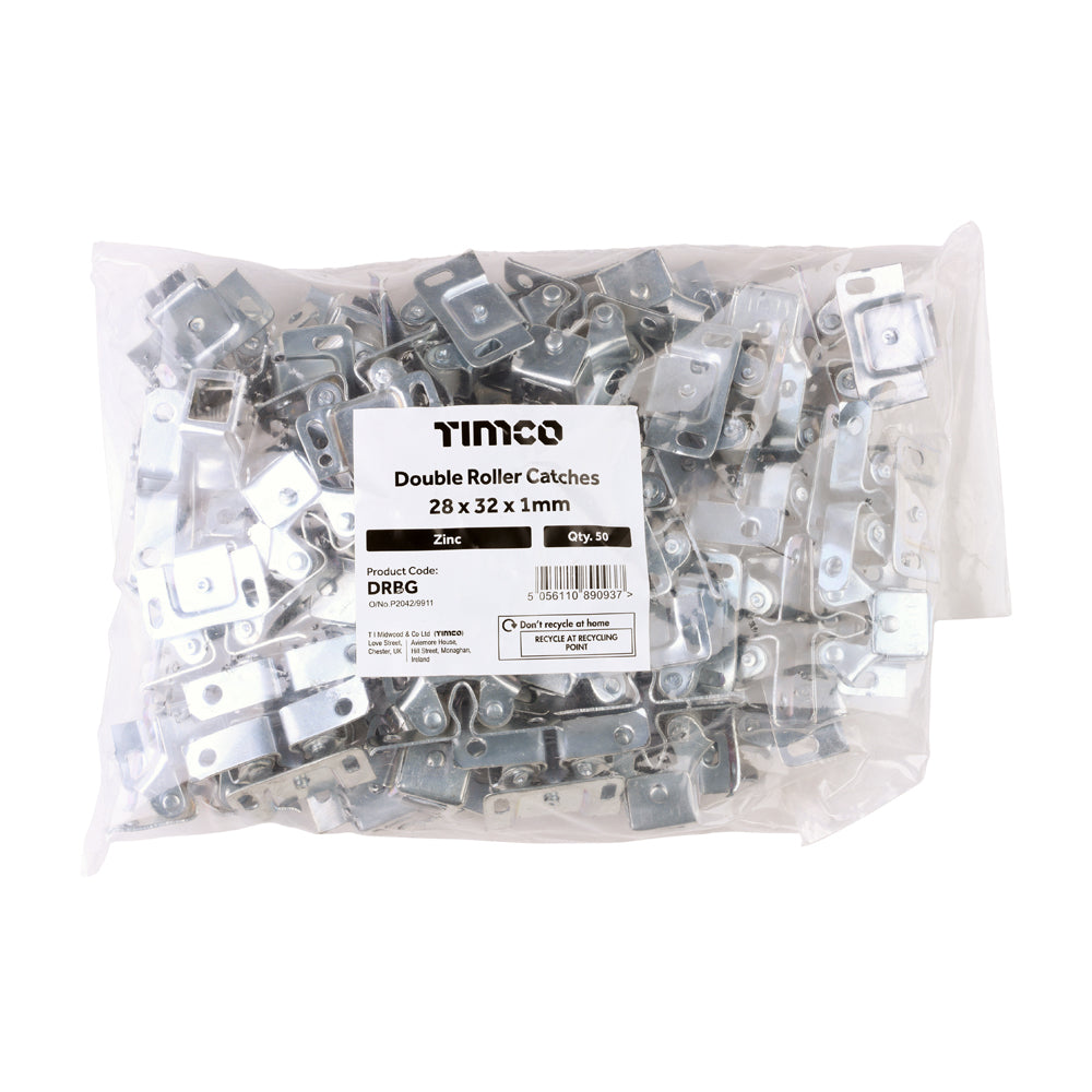 TIMCO Double Roller Catches Zinc - 28 x 32 x 1mm - Image