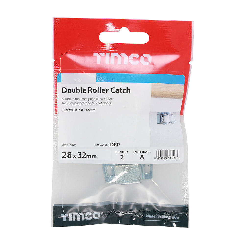 TIMCO Double Roller Catches Zinc - 28 x 32 x 1 - Image