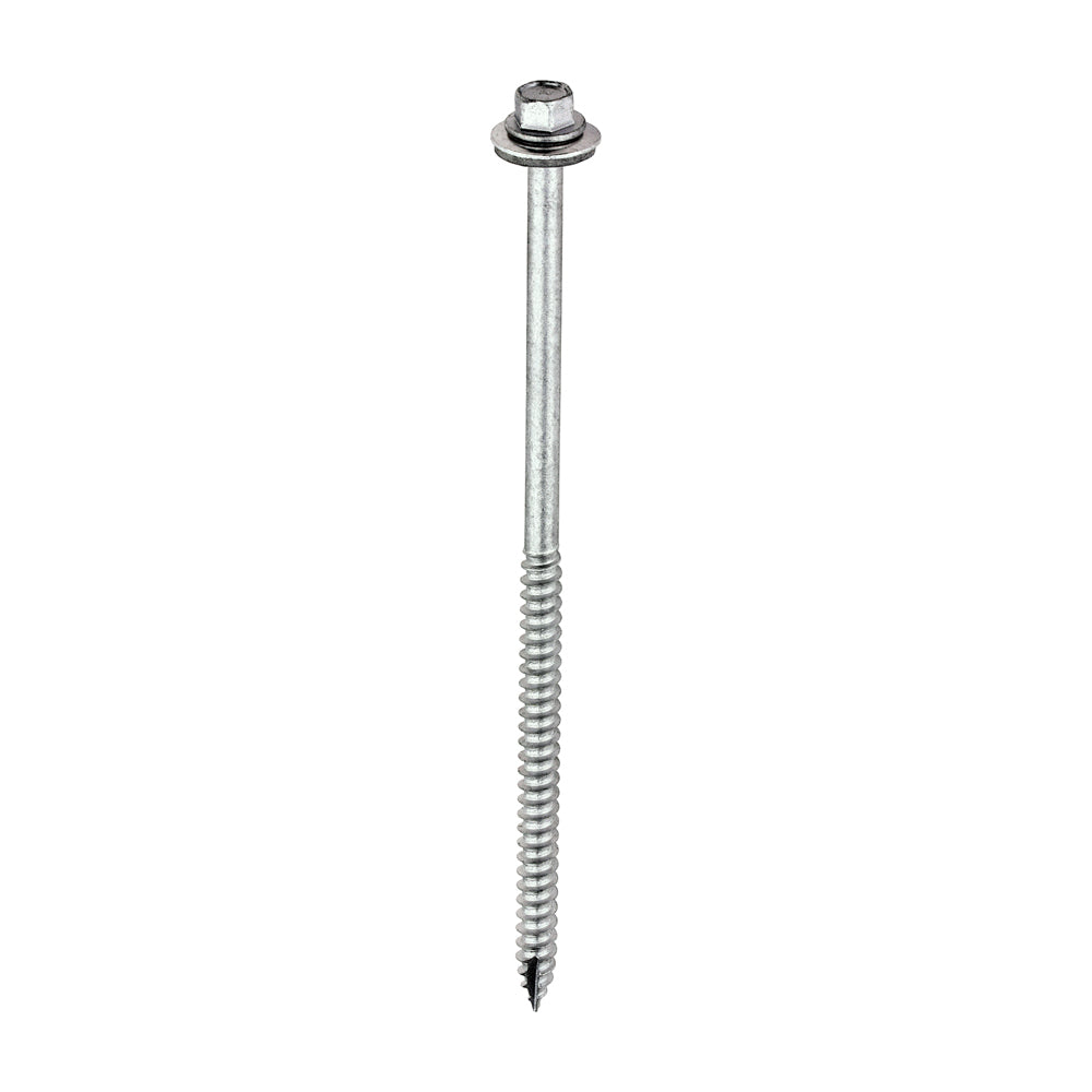 TIMCO Slash Point Sheet Metal to Timber Screws Exterior Silver with EPDM Washer - 6.3 x 150 - Image