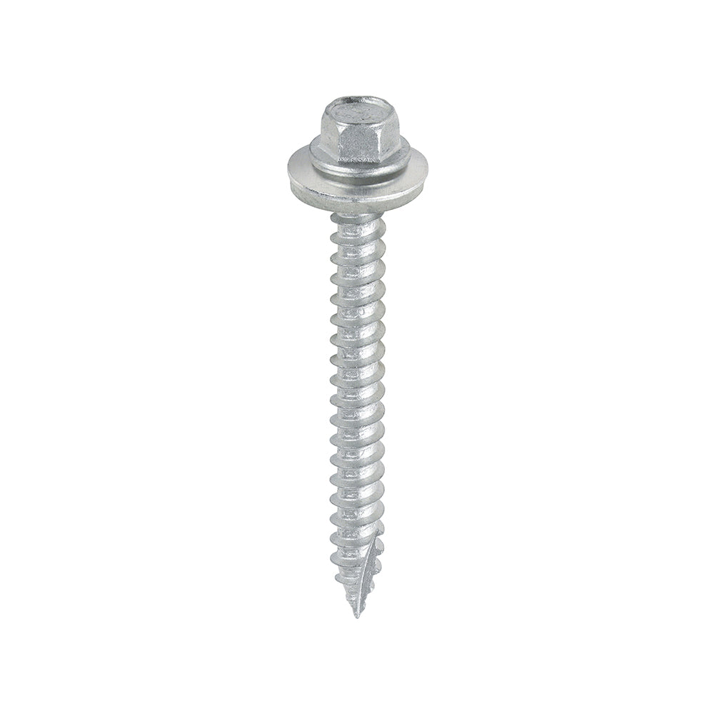 TIMCO Slash Point Sheet Metal to Timber Screws Exterior Silver with EPDM Washer - 6.3 x 60 - Image