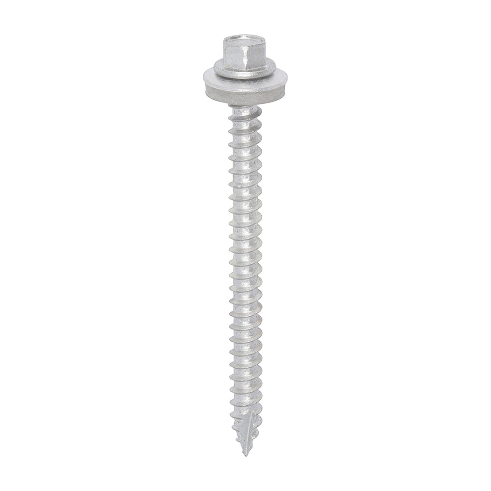 TIMCO Slash Point Sheet Metal to Timber Screws Exterior Silver with EPDM Washer - 6.3 x 80 - Image