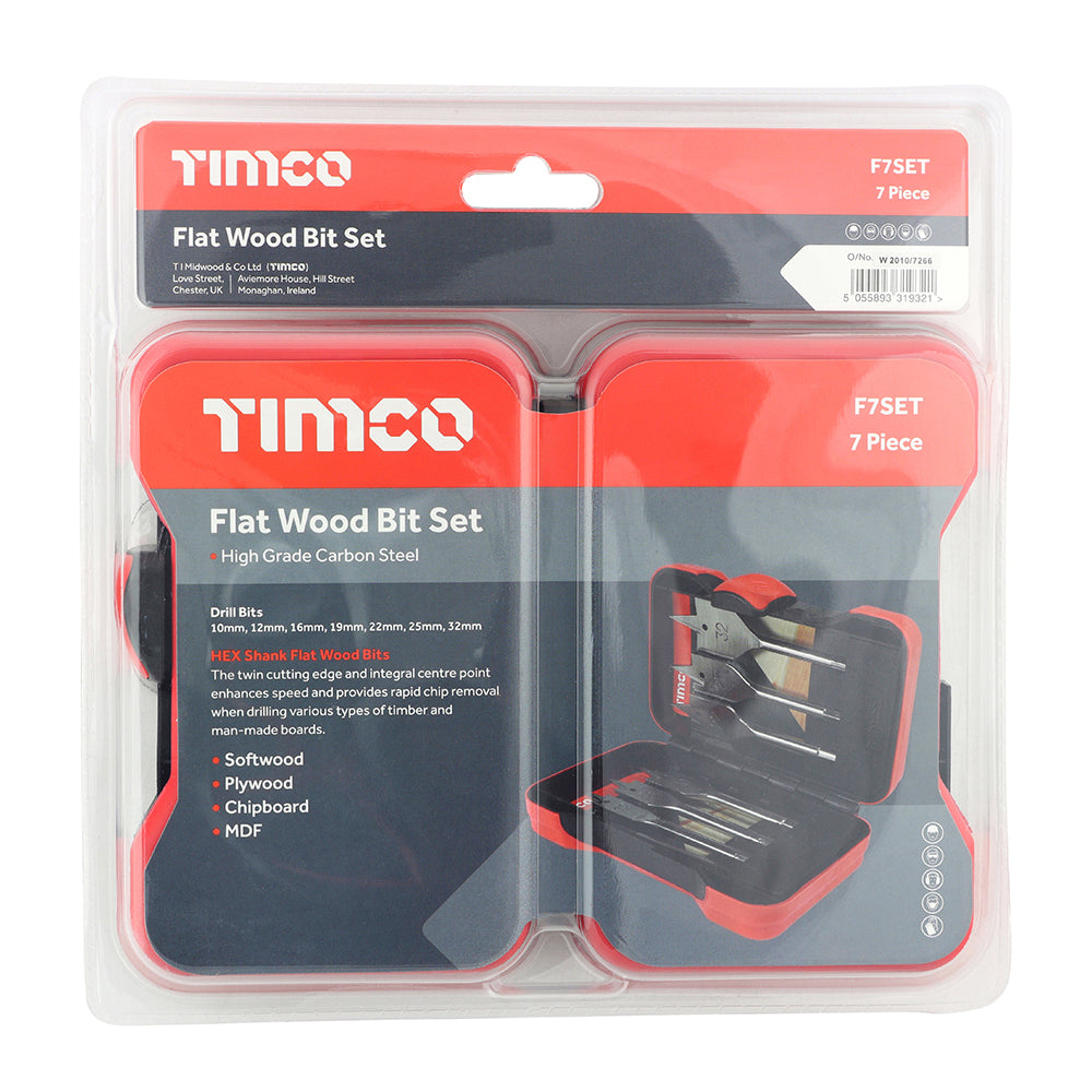 TIMCO Flat Wood Bit Set - 7pc - Image
